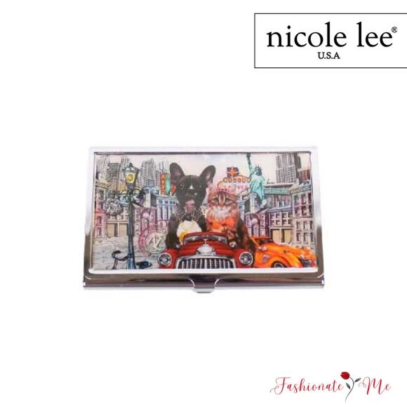 Nicole Lee USA Exclusive Premium Print Snap Closure Metallic Business Card Case - Picture 1 of 6